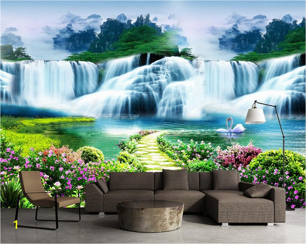 Beibehang costom wallpaper flower tree path waterfall landscape landscape art murals life bedroom children room 3d wallpaper