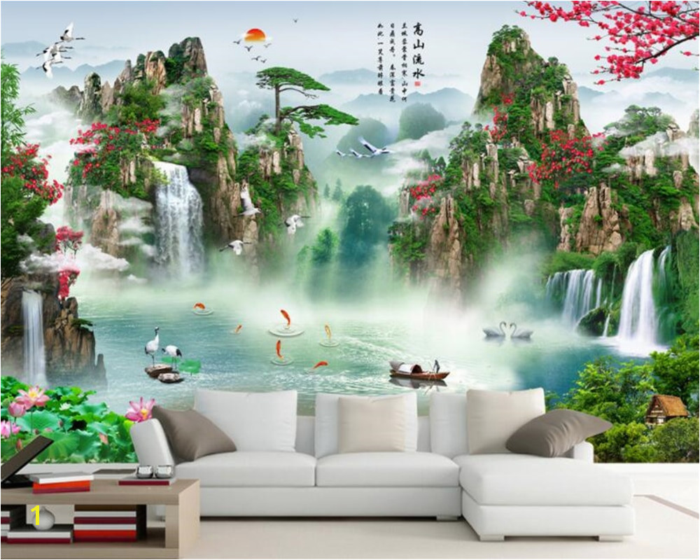 Beibehang Custom wallpaper HD Landscape Waterfall mural TV background wall living room bedroom background wall 3d wallpaper in Wallpapers from Home