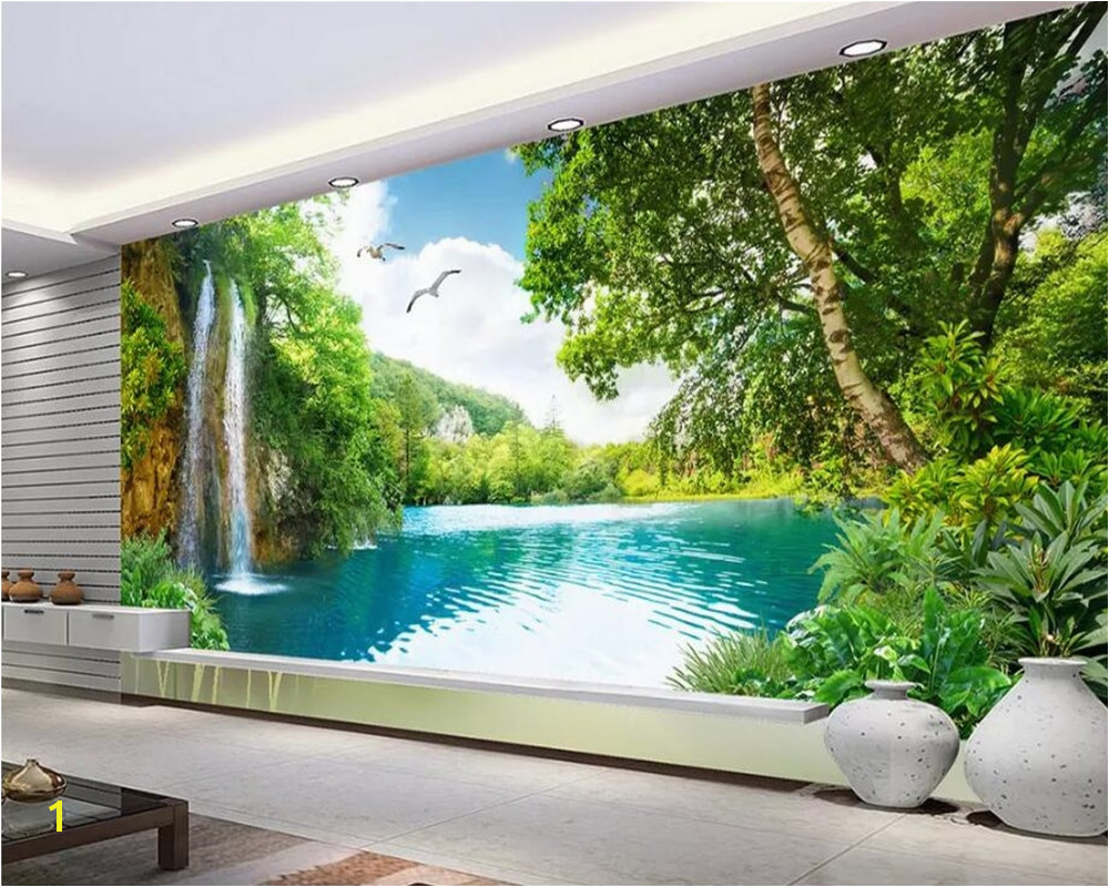 Beibehang Customize any size 3D wall murals wallpaper living room modern fashion Nature waterfall landscape tree 3d wallpaper