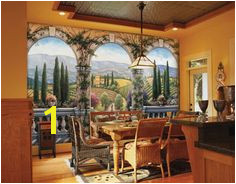 Tuscan Villa Wall Mural Environmental Graphics The arches in this wall mural perfectly frame a beautiful countryside view that actually makes your room