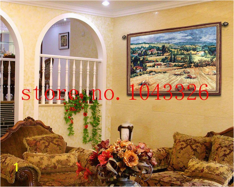 90 125cm World famous wall paintings Tuscan countryside antique mural jacauard fabric picture tapestry wall hanging in Tapestry from Home & Garden on