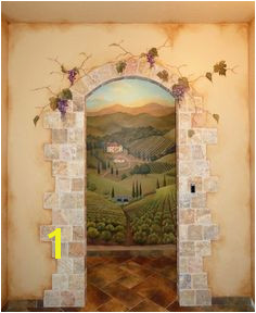 painted mural of an open door on a wall