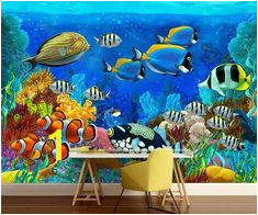 Underwater wallpaper underwater wall mural sea wall mural underwater world wall mural self adhesive water wall mural peel and stick