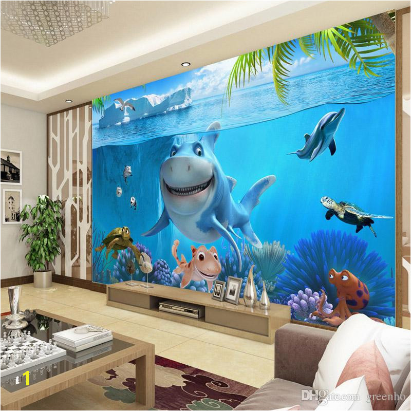 3D Cute Shark Wallpaper Underwater World Wall Mural Personalized Custom Wallpaper Kids Bedroom Nursery TV Backdrop Cartoon Room Decor Flowers