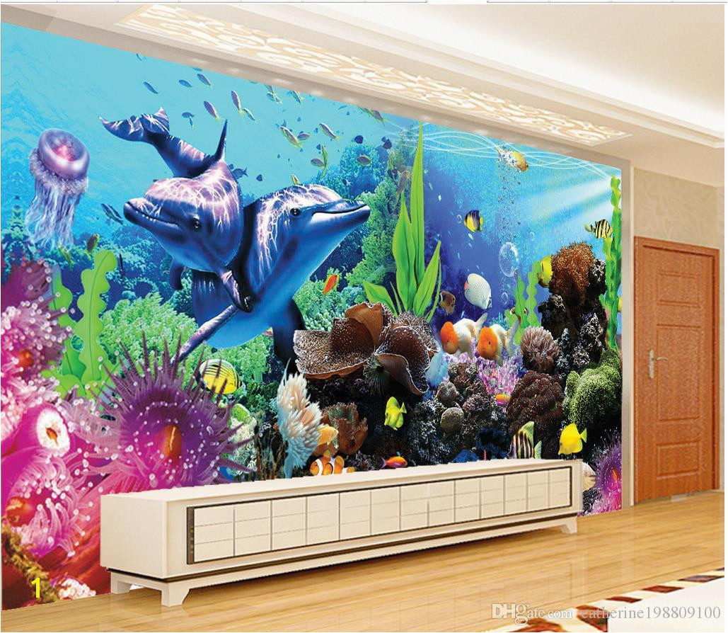 Any Size Underwater World Aquarium 3D 3D Tropical Fish TV Wall Mural Papers For Tv Backdrop Wallpapers Mobile Hd Wallpapers Nature From