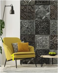 New "Tin Tiles" wall murals collection by KOZIEL ceiling tiles accent wall victorian wallpaper patchwork
