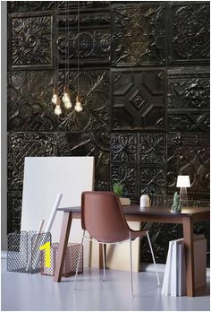 New "Tin Tiles" wall murals collection by KOZIEL ceiling tiles accent wall victorian wallpaper patchwork