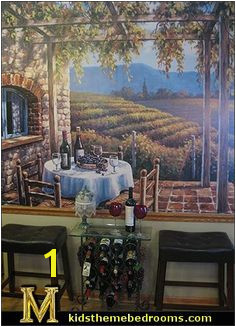 Wine lovers will delight in this atmospheric wall mural of a vineyard Tuscany Vineyard