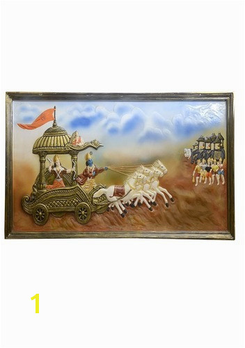 Hand made 3D Mural Painting Mahabharata A Multicolor