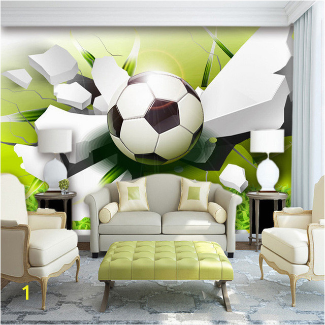 Custom Wall Mural Wallpaper Modern 3D Stereoscopic Football Broken Wall Living Room Sofa Background 3D Wallpaper Non woven