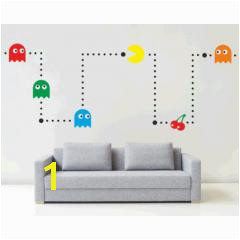 Pacman Wall Mural Sticker Kit Retro Vinyl Kids Games Decal Stencil Bedroom