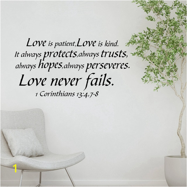 1 Cor 13 Song of Love Is Patient Bible Verse Vinyl Wall Sticker Decals Love God Love Life Quote Art Decor Living Room Bedroom