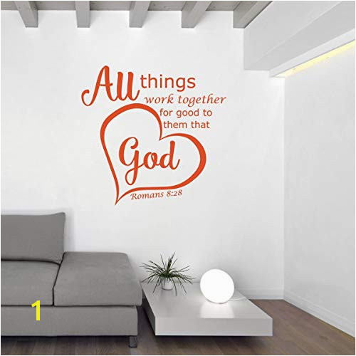 Christian Decor Bible Verse Wall Decals Romans 8 28 All Things Work To her For Good To Them That Love God Vinyl Sticker Art for Home or Church