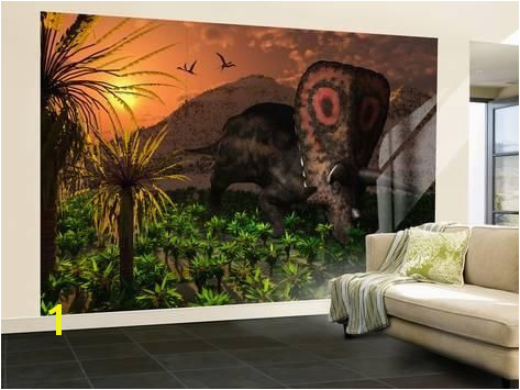 Wall Mural A Lone Torosaurus Dinosaur Feeding on Plants by Stocktrek 144x96in