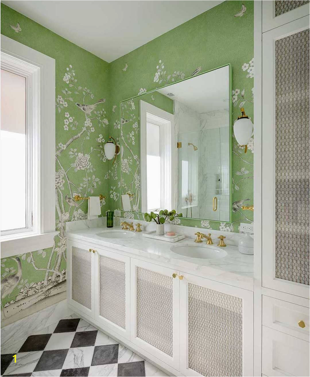 This bathroom Designed by John K Anderson jkadesign and featuring our ChinoisPalais wallpaper it s pure perfection schustagram