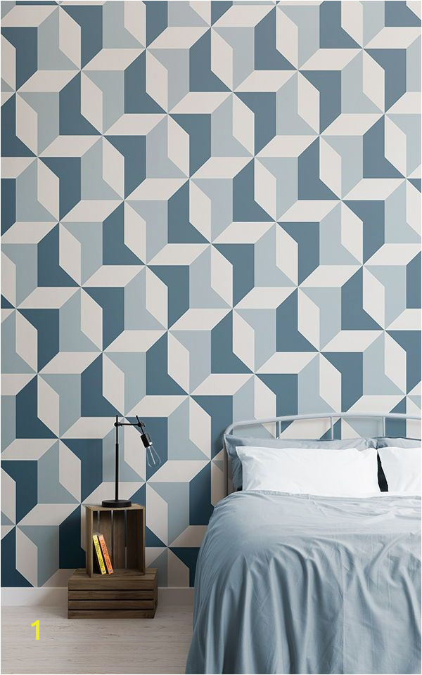 Wall Murals for Teenagers Blue Geometric Wallpaper Abstract Design