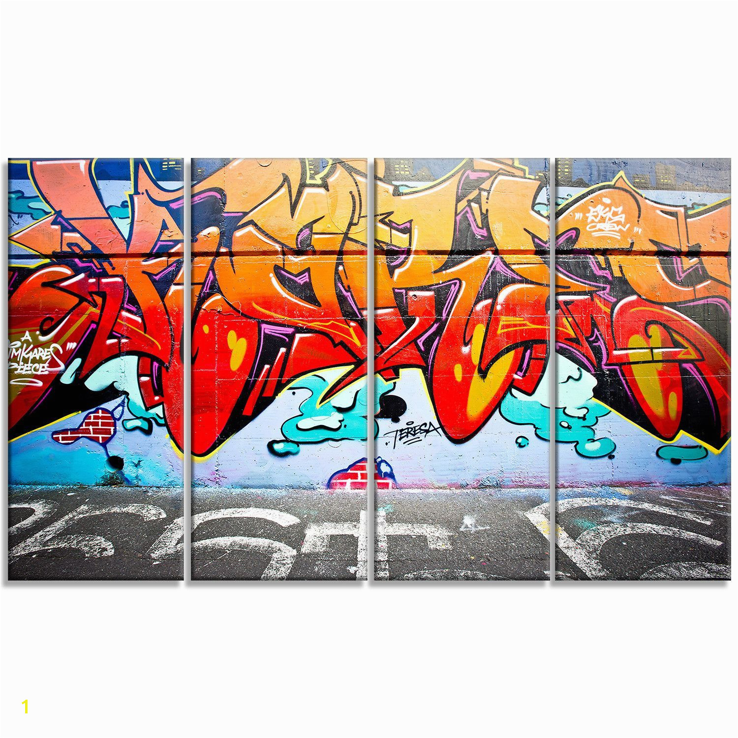 Melbourne Street Art Abstract Graffiti 4 Piece graphic Print on Wrapped Canvas Set