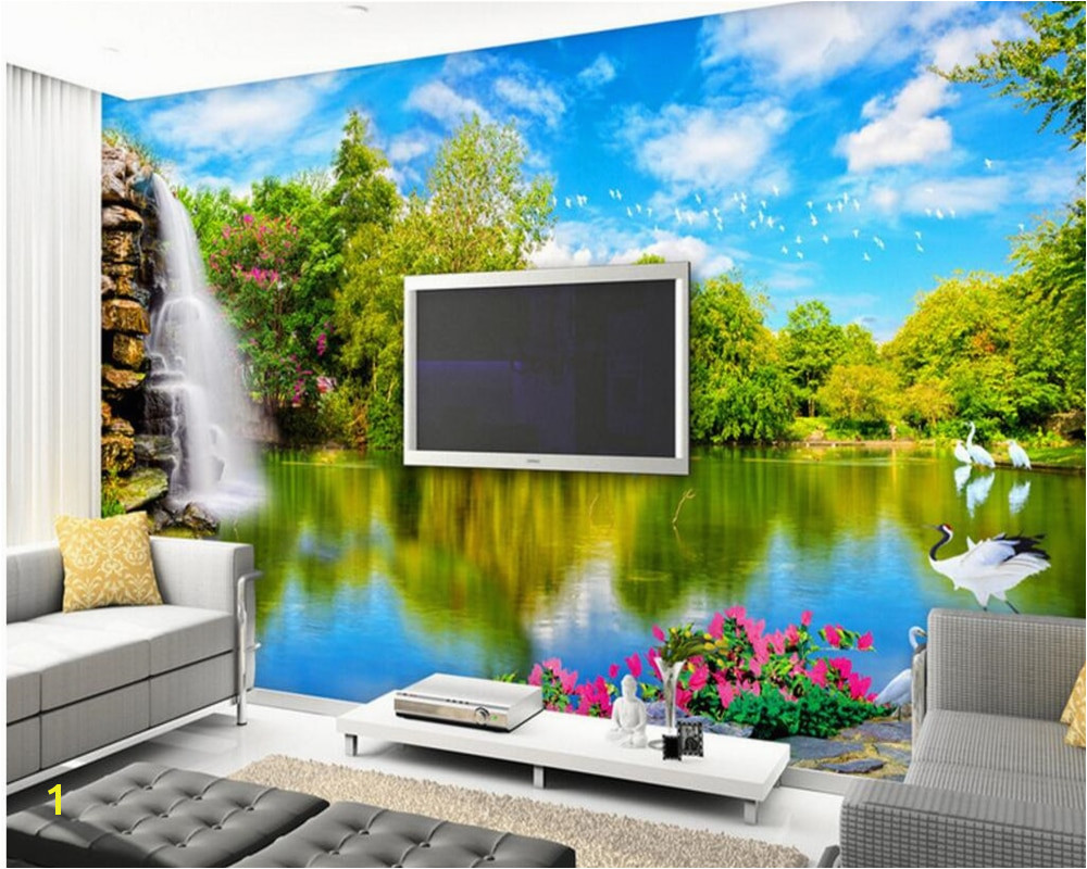 Beibehang 3d wallpaper murals on the wall hd wallpaper waterfall lake water nature scenery 3 d sitting room TV setting wallpaper