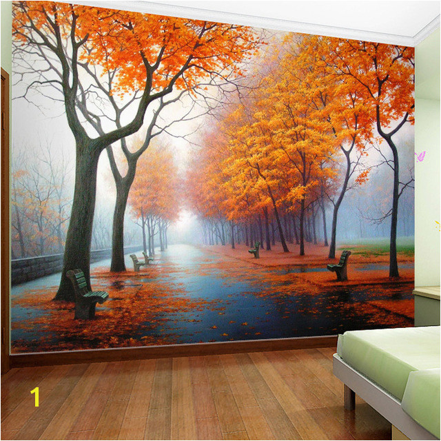 Wall Murals Nature Scenes Customized Wallpaper 3d Autumn Maple Leaf Natural Scene Wall