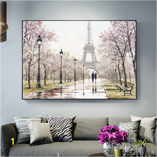 Romantic Paris Tower Wall Art Canvas Paintings The Wall Lover In Paris Street Landscape Art Prints For Living Room Cuadros