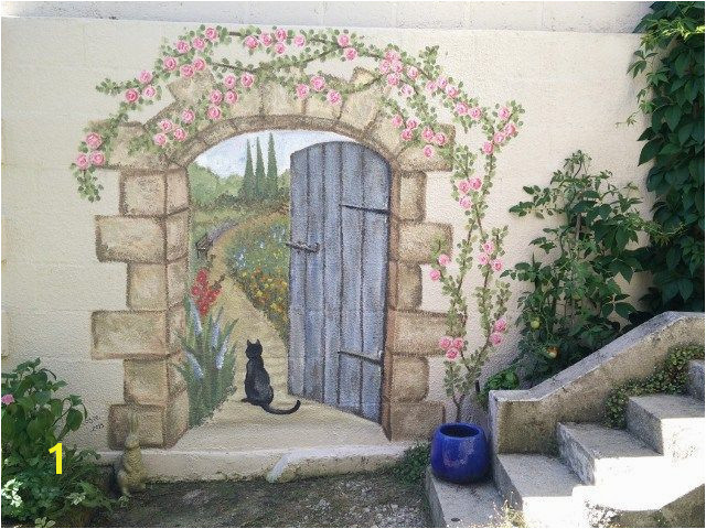 Wall Murals Outdoor Scenes Secret Garden Mural Painted Fences Pinterest