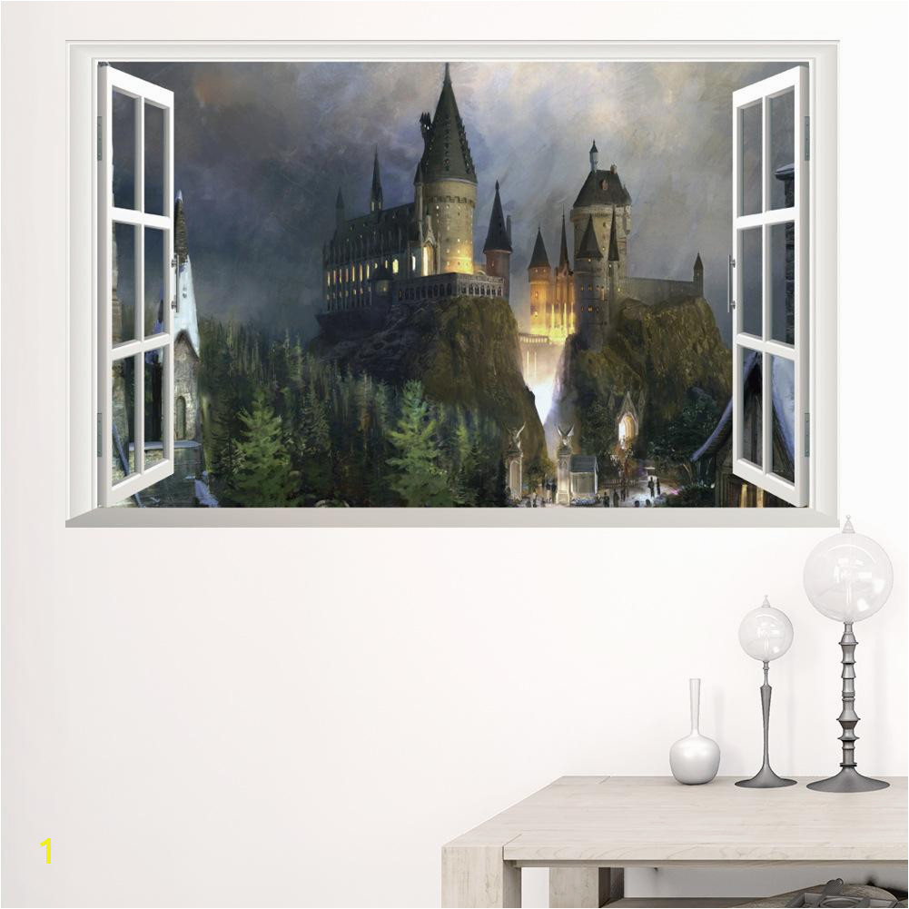 New 3D Windows Ghost Castle Halloween Wall Sticker PVC Festival Wall Decorative Mural Decal For Living Room Bedroom Removable Wall Murals And Decals Wall