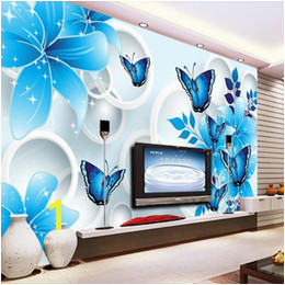 Simple wallpaper 3d mural TV background wall mural living room wall covering blue lily custom wallpaper sofa background wall