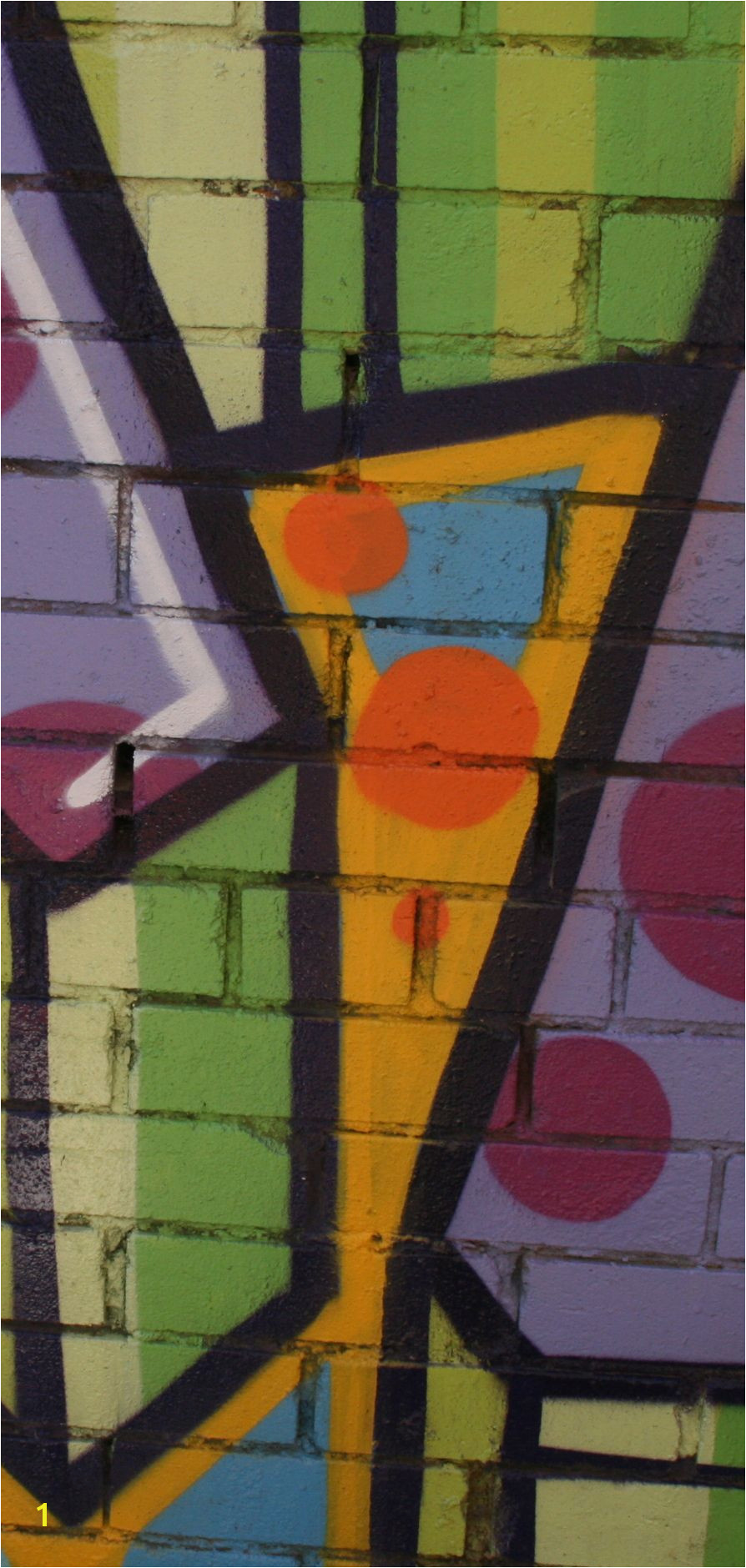 Graffiti brick wall using origional ugly wall color for bricks