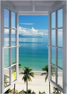 Scenery Window View Open Window Window Poster Beach Wall Decor Playa