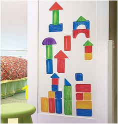 Wallies Wooden Blocks Interactive Vinyl Peel and Stick Wall Play Mural