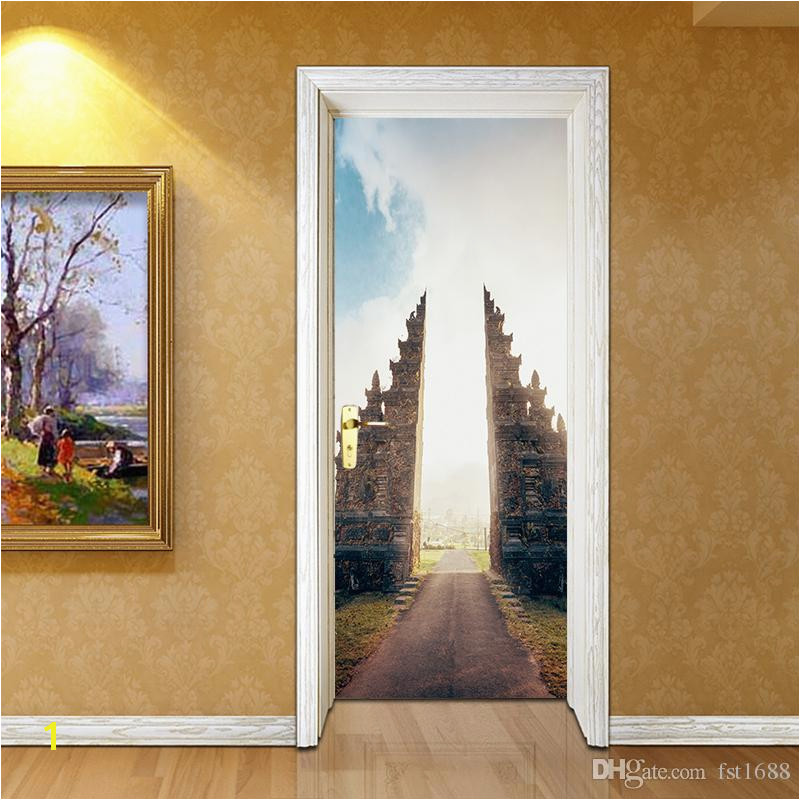 Building 3D Door Sticker Wall Mural Abstract Art Wallpaper Road Vinyl Decals Cool Living Room Bedroom Home Decoration Tree Wall Stickers Tree Wall Stickers