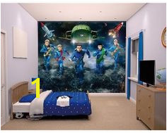 Walltastic Thunderbirds Are Go Wallpaper Mural Thunderbird 1 Childrens Wall Murals Go Wallpaper