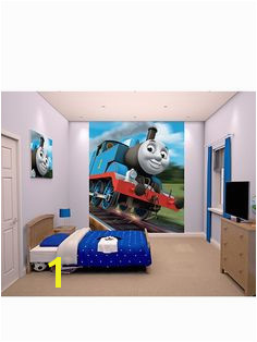 thomas and friends wall mural very roommates the train chair rail prepasted walmart Master Closet