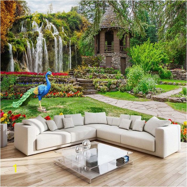 Custom Mural Wallpaper Modern Garden Landscape Waterfall Scenery Background Wall Home Decor Living Room TV Mural Wallpaper Rolls