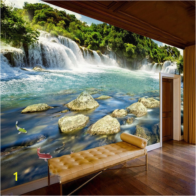 Custom Wall Paper 3D Waterfall Nature Landscape Murals Wall Painting Living Room Bedroom Background Mural Wallpaper