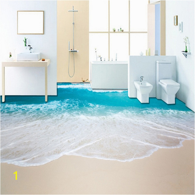 Waterproof Bathroom Murals Pvc Self Adhesive Waterproof 3d Floor Murals Sea Wave Bathroom