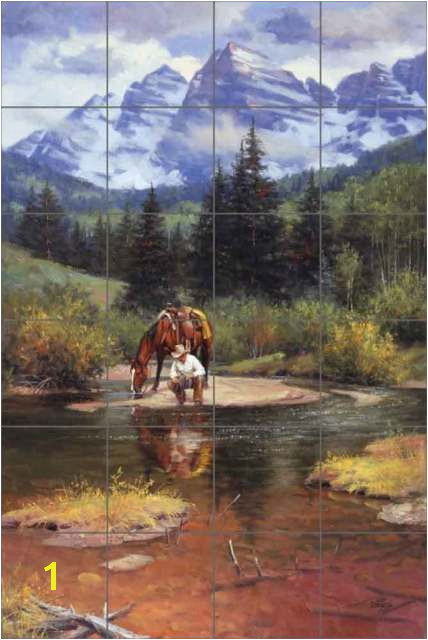 Western Tile Murals Ceramic Tile Mural Backsplash Shower sorenson Western Cowboy Art Rw