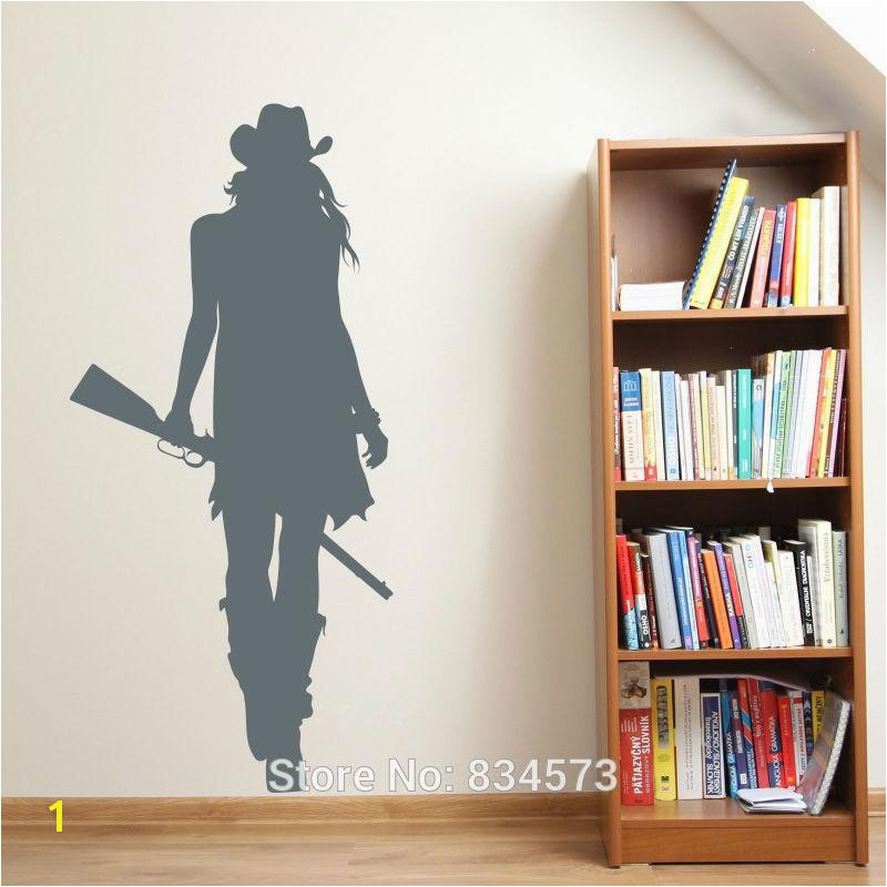Cowgirl Cowboy West Silhouette Wall Art Stickers Decal Home Diy Decoration Decor Wall Mural Removable Bedroom Stickers 122X57Cm