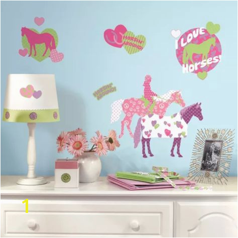 HORSES 44 BiG Wall Stickers Girls Room Decor Decals Kids HEARTS Polka Dots Pony Western decor Pinterest