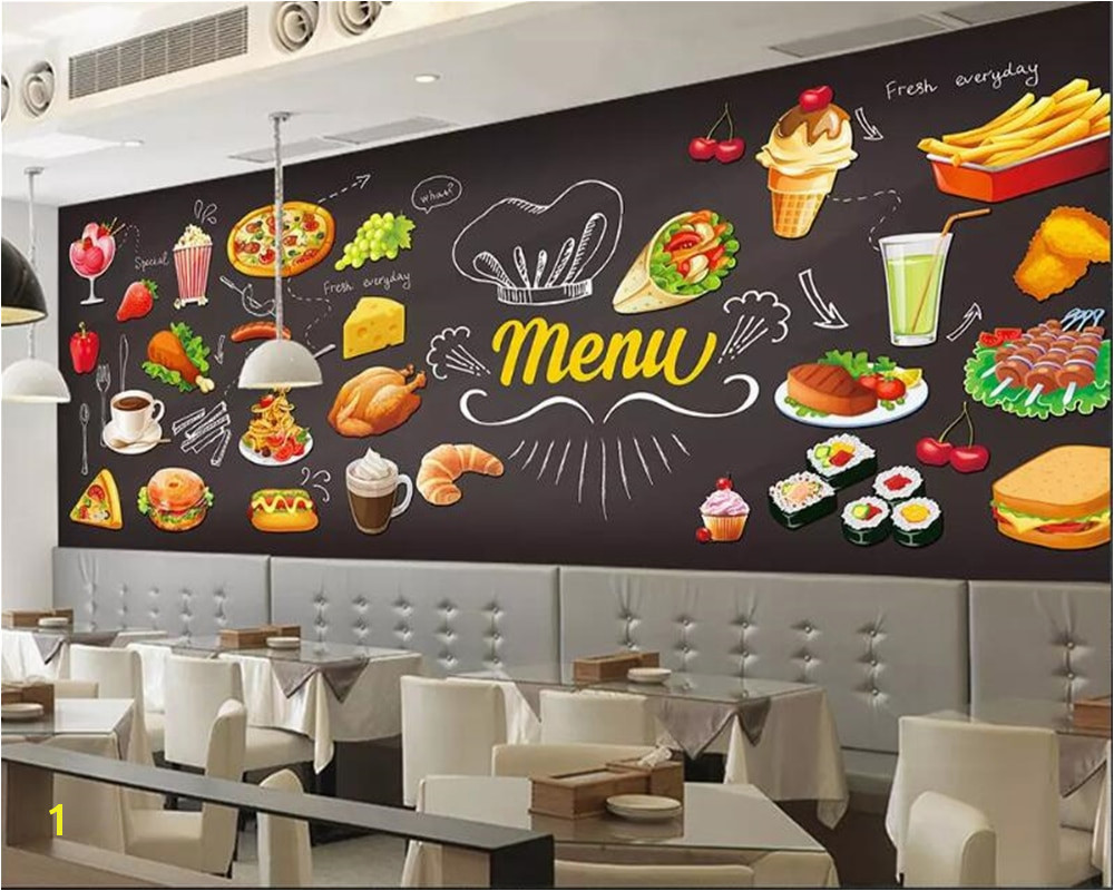 beibehang Custom 3d Wallpaper HD Hand Painted Burger Pizza Western Restaurant Cafe Wall papier peint mural 3d wallpaper tapety in Wallpapers from Home