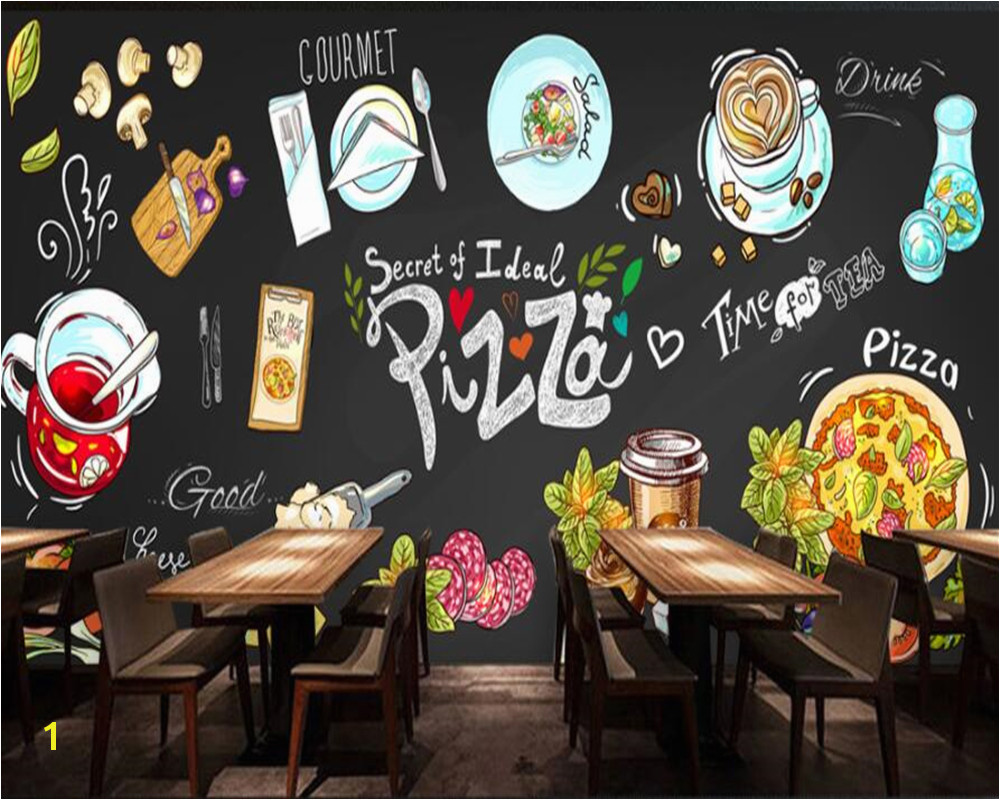 beibehang Customize any wallpaper murals HD hand drawn chalkboard pizza shop background wall mural photo wallpaper for walls 3 d