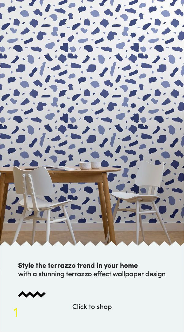 Our Indigo Terrazzo Wallpaper Mural evokes a whimsical tone with its rich bold patterns