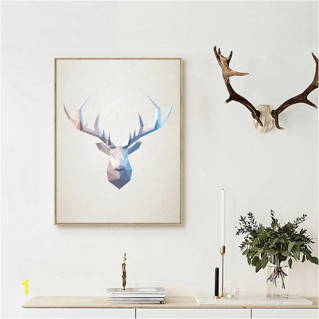 Abstract Deer Head Wall Art Print Geometric Polygonal Deer Head Canvas Art Painting Poster Home Modern Decoration