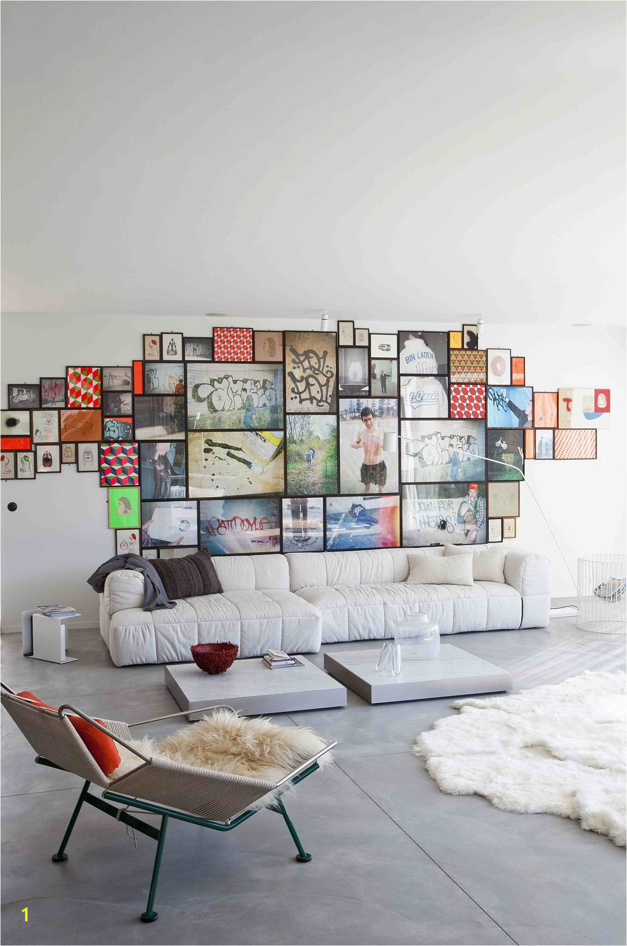 Love the framed photos art patterns put to her without space around them Really creates a whole wall art collage I need to do this to my living room