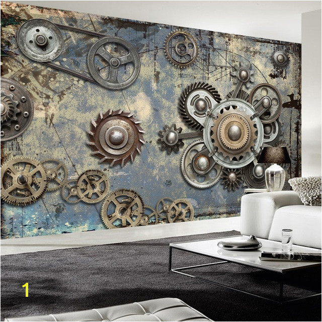 Wallpaper Modern Retro Mechanical Gear 3D Wall Murals KTV Bar Cafe Restaurant Creative Backdrop Wall Decor Papel De Parede