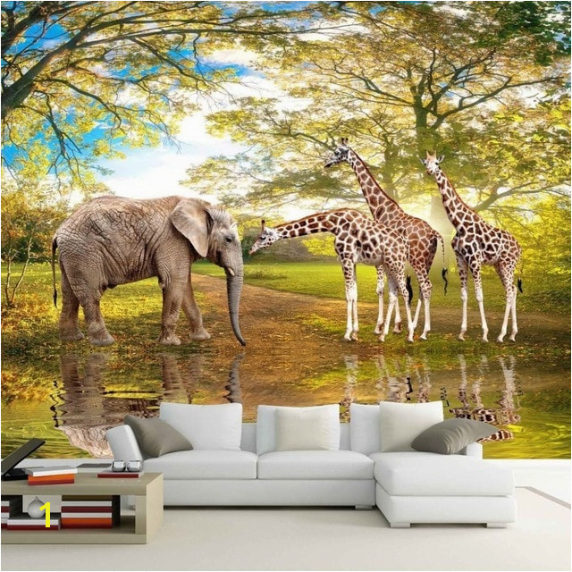 Custom 3D Wall Paper Animal World Forest Elephant Giraffe Living Room Sofa Bedroom TV Backdrop 3D Mural Wallpaper Painting