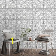 Wallpaper Oriental Tile Grey