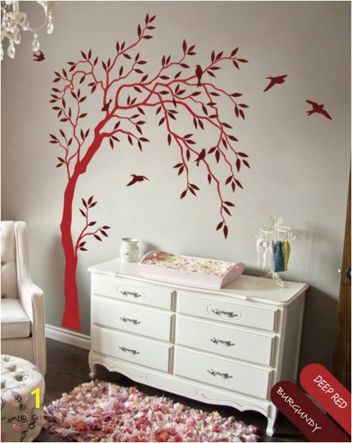 Willow Tree Mural Nursery Willow Tree Wall Decal Birds Wall Tree Sticker Mural Art