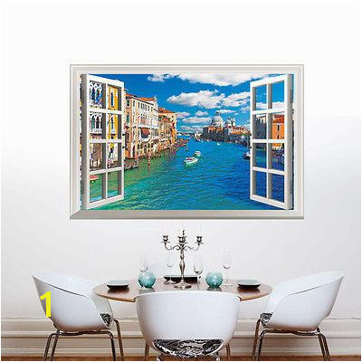 Fashion Venice of Italy 3D Window View Wall Stickers Mural Vinyl Decals Home Decor Wall Paper Stickers