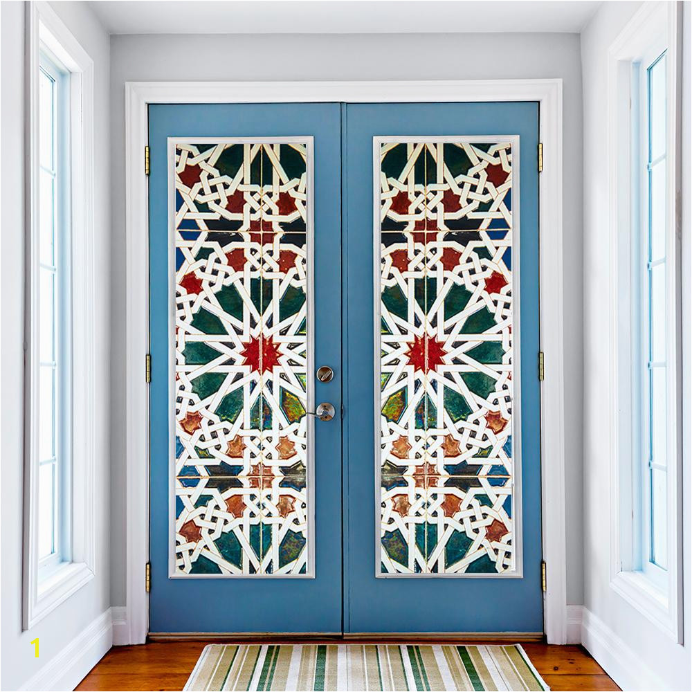 Kaleidoscope Color Vinyl Glass Wall Stickers 3D DIY Door Window Mural Home Decoration Waterproof Wallpaper Blue Pattern Door Decal Entire Wall Decals Fairy